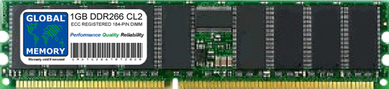 1GB DDR 266MHz PC2100 184-PIN ECC REGISTERED DIMM (RDIMM) MEMORY RAM FOR SERVERS/WORKSTATIONS/MOTHERBOARDS (CHIPKILL)